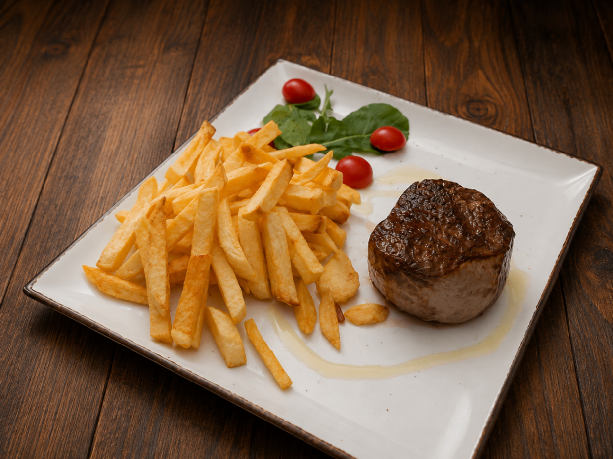 Veal steak with fries